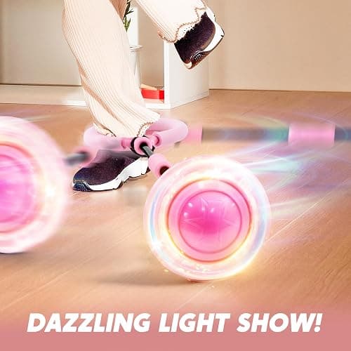 JOYIN Pink Ankle Skip Ball with Flashing Lights, Toy for Kids Indoor & Outdoor, Flashing Swing Ball Foldable Sports Toy, Birthday Gifts for Kids 3 4 5 + thumbnail 6