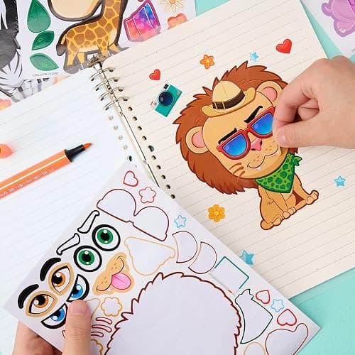 JOYIN 24PCS 9"x6" Make a face Stickers for Kids, Make Your Own Safari Animal Stickers, Jungle Party Favors Kids Crafts, Goodie Bags Stuffers, Classroom Rewards thumbnail 6