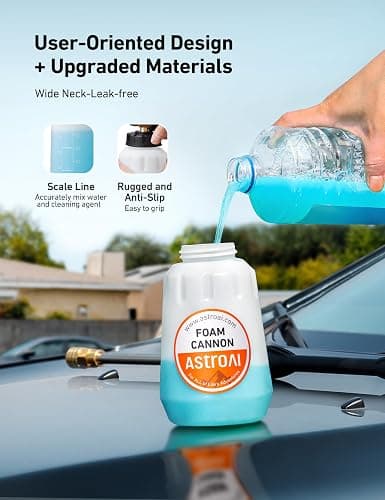 AstroAI Foam Cannon, Heavy Duty Car Foam Blaster Wide Neck Adjustable Snow Foam Lance and Thick Foam for Pressure Washer with 1/4" Quick Connector,1L Bottle thumbnail 6