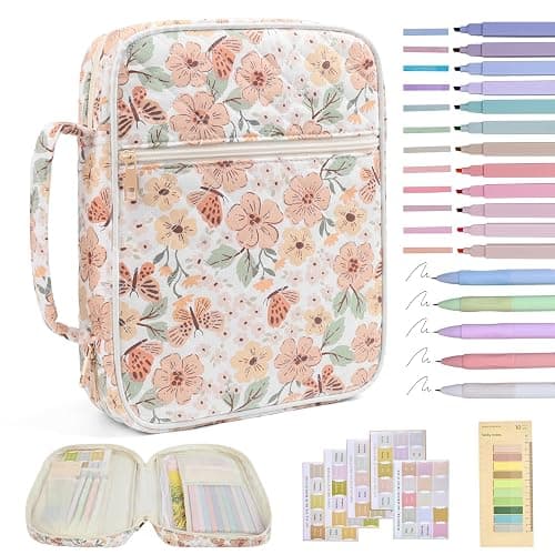 Bible Bag Cover Case for Women Study Supplies Kit Church Book Holder | Bible Study Supplies w/ Tabs Pens Portable Church Book Quilted Large Carrying Case Christian Gifts for Women Girls - Image 1