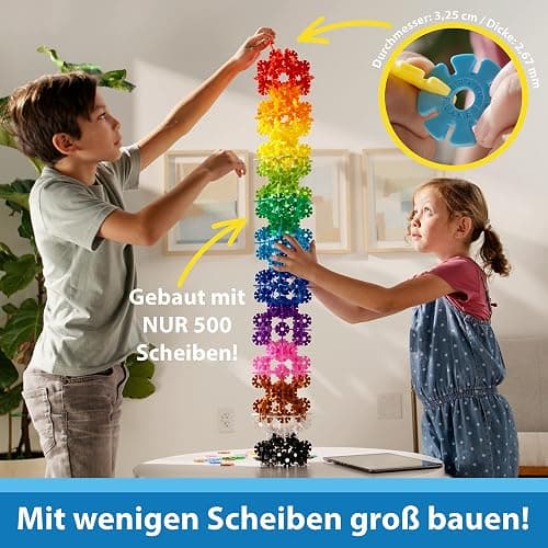 Brain Flakes 500 Piece Set, Ages 3+, Interlocking Plastic Disc Toy for Creative Building, Educational STEM Learning, Construction Block Play for Kids, Teens, Adults, Boys, and Girls thumbnail 5