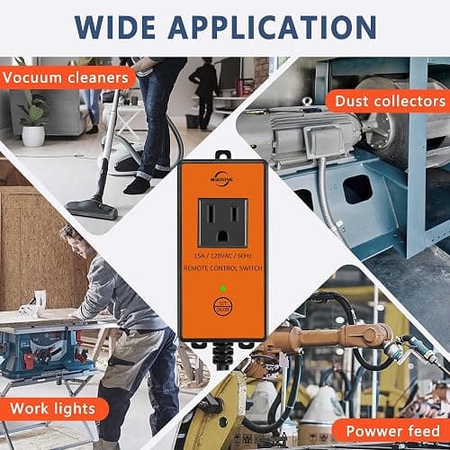 MIAOLINK 120v Automatic Vacuum Switch Wireless Remote Control Dust Collector Starter Outlet Switch (Battery Included) Heavy Duty Design Save Your Time and Energy Enhance Your Work Safety thumbnail 6