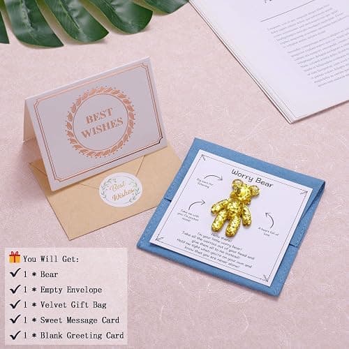 Pocket Bear Hug Anxiety Relief, Mental Health Positivity, Autism Fidget, Stress Relief for Her, Comforting Back to School Gift - White thumbnail 6