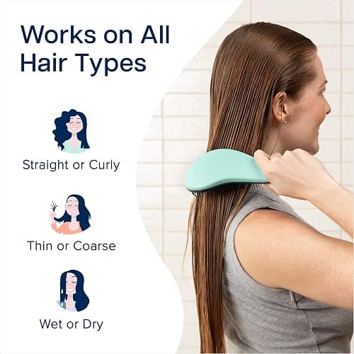 Crave Naturals Glide Thru Detangling Hairbrush that Glides Through Tangles For Wet, Dry and Damaged Hair - Gentle Detangler Styling Tool for Adults, Kids, Men and Women - 7.5 x 3 in, Turquoise thumbnail 4