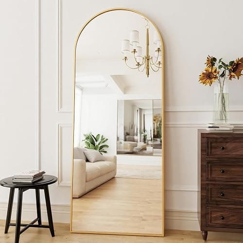 ZMYCZ Mirror Full Length, 71"x26" Arched Full Length Mirror, Arch Mirror with Stand, Large Standing Mirrors, Oversized Full Body Mirrors with Aluminum Frame for Bedroom, Living Room (Gold) thumbnail 5