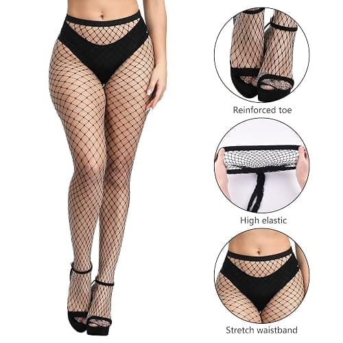 FEPITO 8 Pairs Fishnet Stockings Tights High Waist Stockings Leggings for Women thumbnail 2