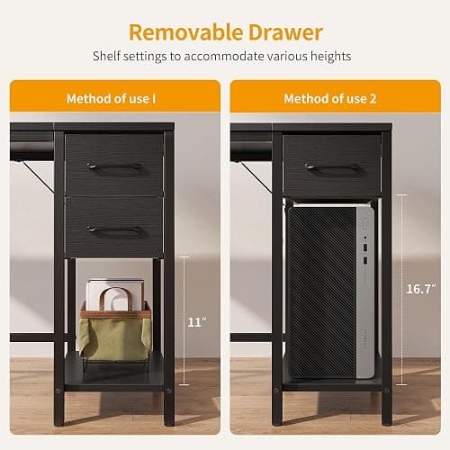 CubiCubi Computer Desk with 2 Drawers, 55 Inch Small Home Office Desk Study Writing Table, Black thumbnail 5