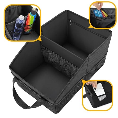 INFIVITA Car Organizer - Automotive Organizer for Front And Back Seat or Floor, Car Caddy Organizer with Divide, Handles and Multiple Mesh Pockets thumbnail 4