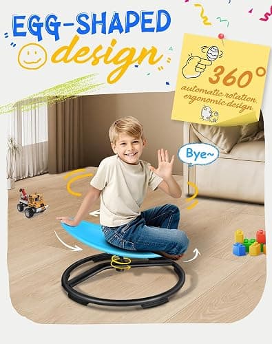 FERUERW Spinning Chair for Autistic Kids, Sensory Swivel Chair, 220LBS Weight Capacity, Sensory Toy for Children with ADHD/Autism, Training Body Coordination, 3+ Years (Blue) thumbnail 7