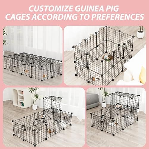 Guinea Pig Cages with Door and Top, 50x25x12inch Small Animal Cage, 20pcs Metal Grid Panels Small Animal Playpen, Expandable Cage for Guinea Pigs, Rabbits, Hamsters and Hedgehogs, Kitten thumbnail 4