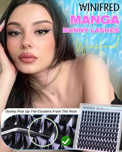 Winifred Lash Clusters Manga Eyelash Clusters Bunny Cluster Eyelash Extensions Volume Lash Clusters with Spikes Anime D Curve Eyelashes 10-16mm DIY Wet Tip Individual Lashes for Baddie thumbnail 7