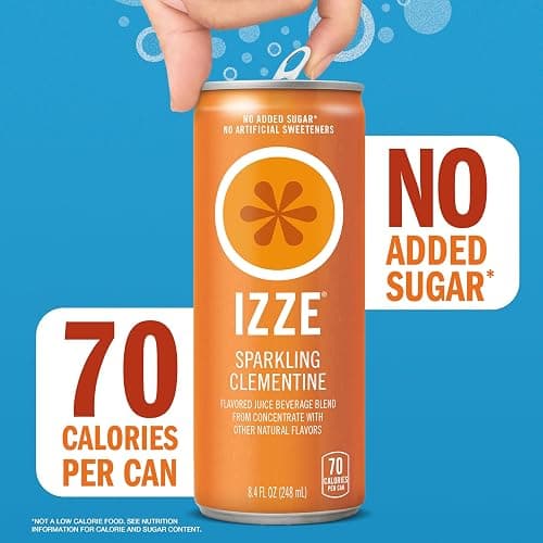 IZZE Sparkling Juice Beverage Blend, Sunset Variety Pack, Clementine, Peach, Cherry Lime, Pomegranate, No Sugar Added, 8.4 Fl Oz (Pack of 24) thumbnail 6