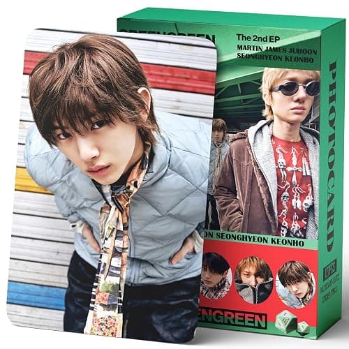 127pcs KPOP Photocards GREENGREEN Photo Cards 55pcs Photocards and 72pcs Mini Stickers REDRED Album Lomo Gift for Fans 2026 Greetings Cards MARTIN JAMES JUHOON SEONGHYEON KEONHO Merch (GREENGREEN) - Image 1