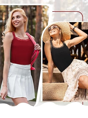 Sintege Women's Lace Patchwork Tank Top Lace Camisole Tank Sleeveless Cami Crop Y2k Tops thumbnail 7