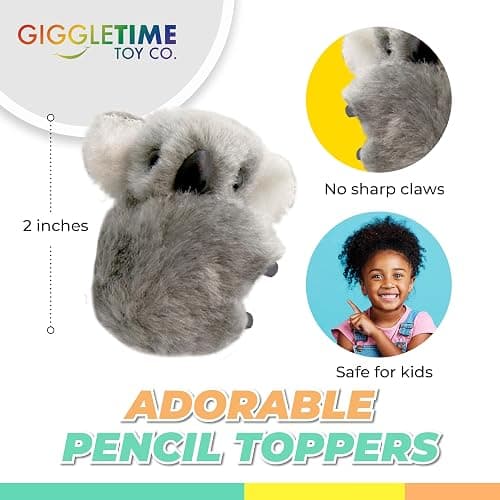 Giggle Time Koala Pencil Buddy (36) Pieces - Koala Stuffed Animal Pencil Toppers, Pencil Clip On, Koala Bear Prizes for Students, Kids’ Party Favor, Piñata Stuffer - 2 inches thumbnail 3