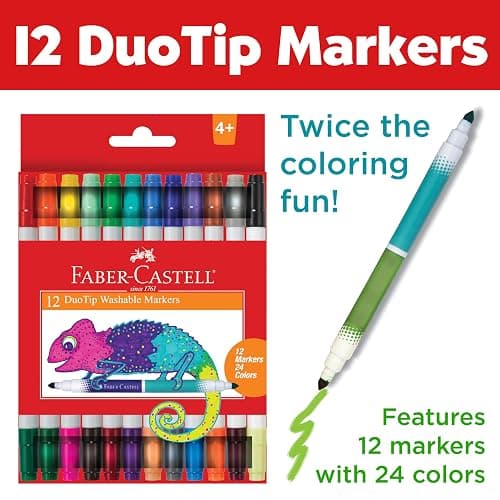 Faber-Castell DuoTip Washable Markers - 12 Markers, 24 Colors thumbnail 2