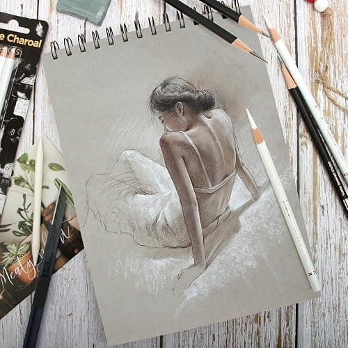 Brusarth Professional White Charcoal Pencils Set - 3 Pieces Sketch Highlight White Pencils for Drawing, Sketching, Shading, Blending, Adding Highlights thumbnail 8