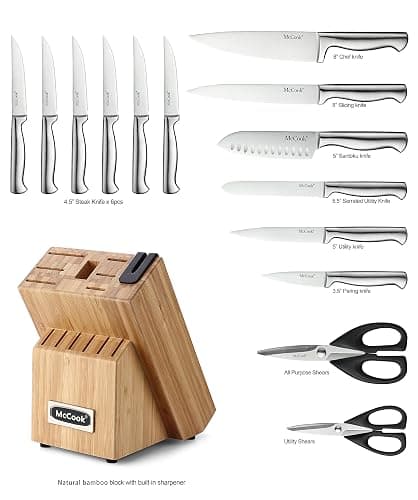 McCook® Knife Sets,German Stainless Steel Knife Block Sets with Built-in Sharpener thumbnail 3