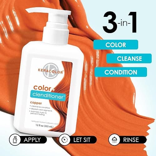 Keracolor Color + Clenditioner 3-in-1 Color-Depositing Conditioner, Gently Cleanses & Conditions, Semi-Permanent Hair Color, 23 Shades, 12 Fl Oz thumbnail 4