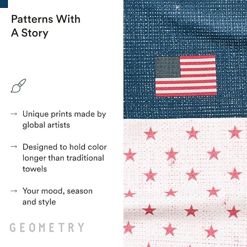GEOMETRY Tea Towels – Patriotic Collection – Quick-Dry, Ultra-Absorbent, Reusable Microfiber Kitchen Towels for Drying & Cleaning - Old Glory - 2 Pack thumbnail 6