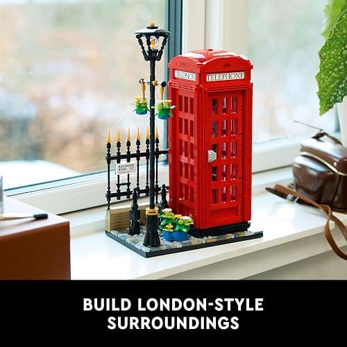 LEGO Ideas Red London Telephone Box Model for Adults, London Phone Booth and Cell Phone Holder for Build and Display, Creative Gift Idea for Travelers, London Souvenir for Home or Office Décor, 21347 thumbnail 5
