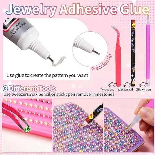 Bolibo 42Colours Bedazzling Kit with Glues,42000PCS Resin Jelly Rhinestones | 3mm Multicolor Flatback Gems, with 4Pcs Glue and 7 Tools, Bedazzle Kit for DIY Crafting Nail Decoration thumbnail 5