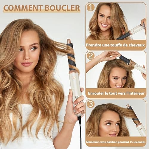 Brosse Soufflante avec 5 accessoires, Golden Goods Multistyler Sèche-cheveux, Airstyler 5-en-1, pour sécher, Brosse Coiffante Chauffante, Pour Lisser, Boucler, Sandstone Edition thumbnail 4