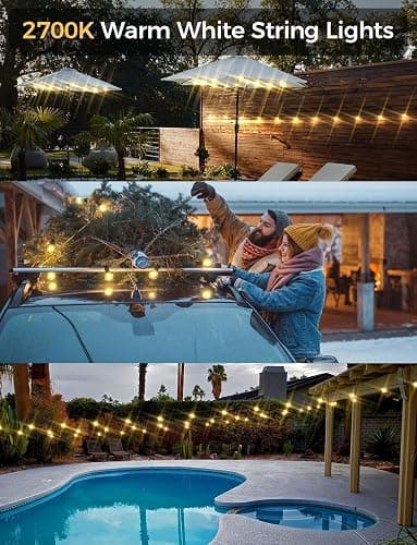 XMCOSY+ Patio Lights, Smart 50Ft Outdoor String Lights with 25 Dimmable G40 Globe Bulbs, APP Control, Work with Alexa, Connectable Waterproof LED Outdoor Light thumbnail 7