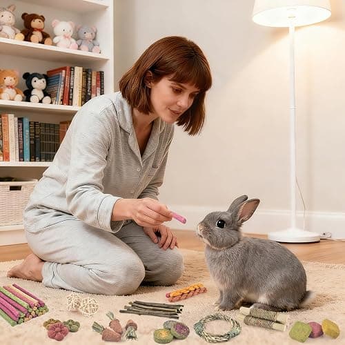 ERKOON Bunny Toys Boredom, 100 PCS Bunnies Timothy Hay Sticks Carrots Rose Grass Cake Dental Care, Molar, Chinchillas Toy Chew Toy, Guinea Pigs, Hamsters, Chinchilla, Rabbit Chew Toys for Teeth thumbnail 7