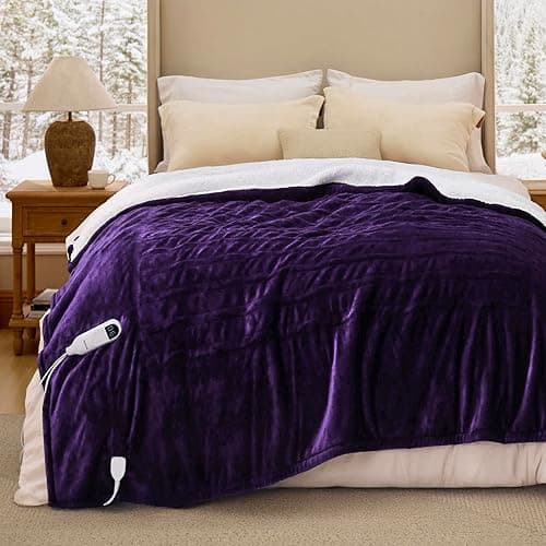 Bedsure Electric Blanket Full Size - Soft Flannel Heated Blanket Full, GentleSoft Fast Heating with 10 Time Settings & 6 Heat Settings, Warm Gift for Grandma (72x84 inches, Purple) - Image 1