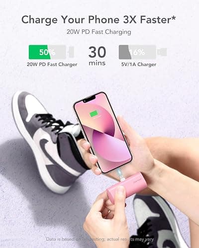 charmast Small Portable Charger for iPhone, Ultra-Compact 20W PD Fast Charging Power Bank 5000mAh, Mini Battery Pack for iPhone 14/14 Pro Max/13/13 Pro Max/12/12 Pro Max/11/XR/X/8/7/6 etc thumbnail 3