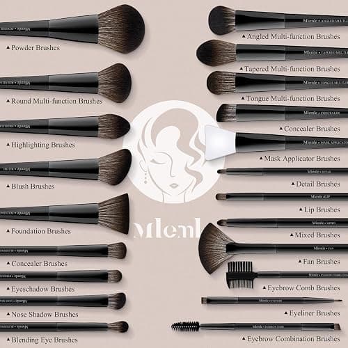Makeup Brushes Set, Mlemle Professional 25 Pcs Makeup Kit, Include Powder Foundation Concealers Blush Eye shadows 21 Pcs Makeup Brushes and 2 Powder Puff, 2 Makeup Sponge(B02-EmberBlack) thumbnail 3