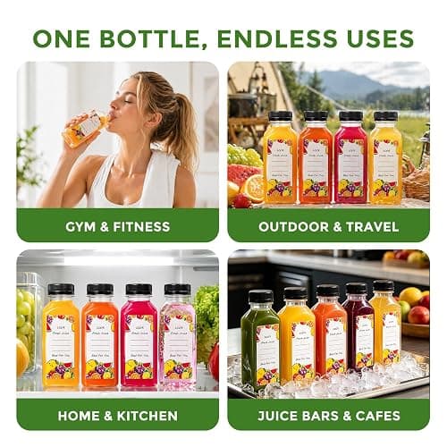 16oz Plastic Juice Bottles with Caps (36 Pack) – Reusable Clear Empty Containers for Smoothies, Milk, Sensory Jars – Leak Proof Tamper Evident Lids, Includes Labels, Funnel & Brush – Meal Prep (16-OZ) thumbnail 7