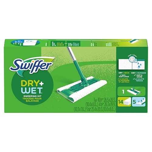 Swiffer Sweep + Mop, Broom & Mop Alternative, Dry & Wet Floor Cleaner for Dirt, Dust, Hair, All Purpose Cleaning Tool for Home, Bathroom, Kitchen, Set Includes 1 Sweeper, 14 Dry Pads, 5 Wet Pads Fresh thumbnail 11
