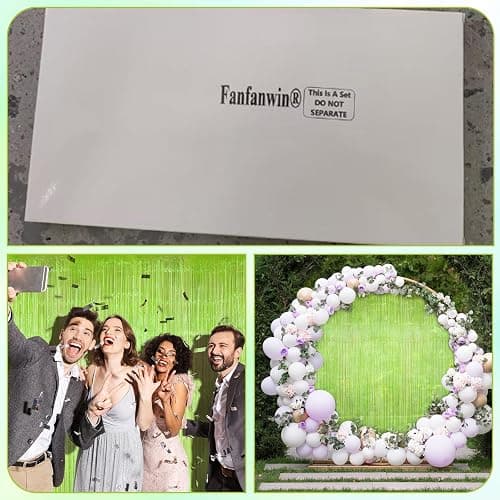 Fanfanwin Neon Green Streamers Backdrop 3.28 x 8.2 ft Lime Green Foil Fringe Curtain Metallic Tinsel Door Streamers for Birthday Bachelorette Christmas, New Year, Disco Party, Neon Party Decorations - 1 thumbnail 6