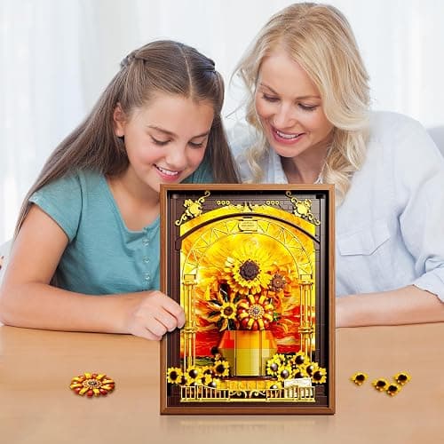 Flowers Sunflower Building Set for Adults 1218PCS with Smart Motion Sensor Lights Wall Art Home Decor Frame 2-in-1 Standing Display Lego Compatible Creative Botanical Gift for 14+ Women Men thumbnail 2
