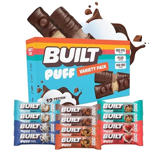 BUILT Bar Puff Protein Bars - Variety Pack - 15-17g Protein Snack Bars with Collagen - Calorie Conscious & Gluten Free - 12 Count thumbnail 9