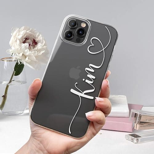 LianaCases Personalized Case for iPhone Air 17 16 15 14 13 12 11 Pro Plus - Cursive Name with Heart Clear Phone Cover thumbnail 4