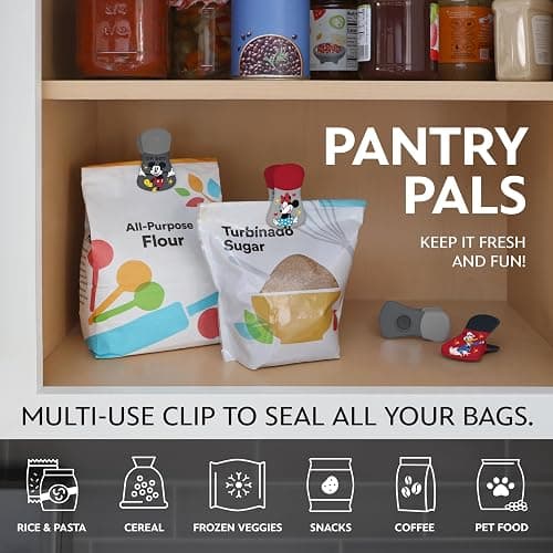 Disney Magnetic Chip Clips – Set of 6 Bag Clips for Food Storage - Mickey, Minnie, Lilo & Stitch, Winnie The Pooh – Durable Airtight Bag Chip Clips for Pantry & Fridge Use thumbnail 5