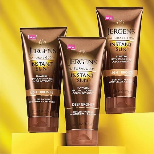 Jergens Natural Glow Instant Sun Tanning Moisturizer + Bronzer, Lightweight Sunless Tanning for Natural-Looking Color, Deep Bronze, 6 Oz thumbnail 9