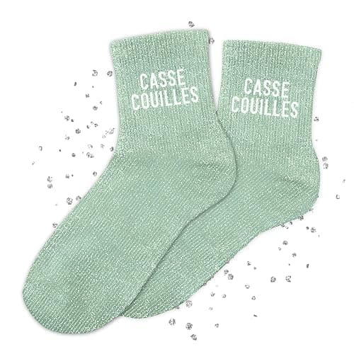 MASSA Chaussettes Paillettes - Taille Unique - Connasse, Bichette, Chaton, Bad Bitch, Patate, Casse Couilles, Blondinette, Brunette, Anti Connard, Tana - Chaussettes à Paillettes - Image 1
