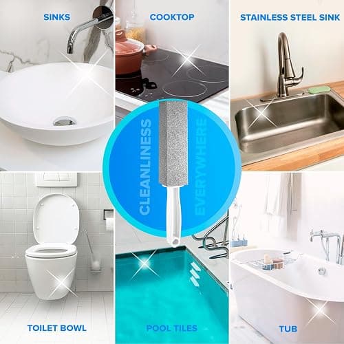 DISIWENE Pumice Cleaning Stone with Handle Toilet Bowl Cleaner Hard Water Ring Remover for Bath/Pool/Kitchen/Household Cleaning (4, 4 Pack with Handle) thumbnail 4