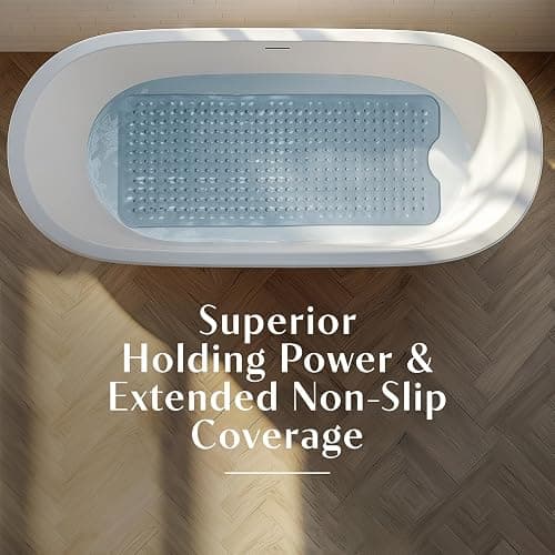 SlipX Solutions Power Grip Bathtub Safety Mat | Precision Grip Technology for Longer, Stronger, & Softer Wet Surface Protection | Solid Gray 39"x16" thumbnail 5