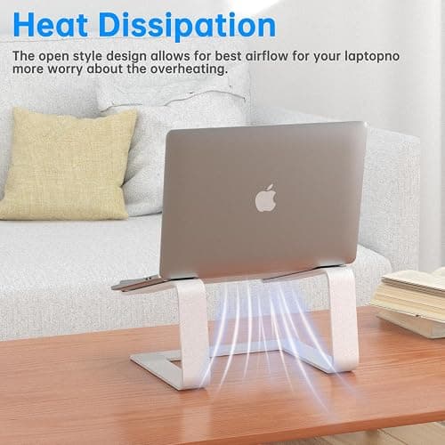 GleYo Laptop Stand for Desk Detachable Aluminum Computer Riser Portable Metal Notebook Printer Stand Holder Compatible with MacBook Air, Pro, Dell, HP, Lenovo and All 10-16" Laptops, Silver thumbnail 4
