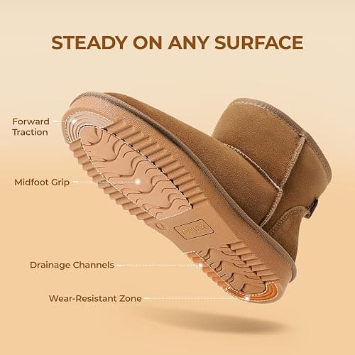 DREAM PAIRS Women's Winter Snow Boots Genuine Suede Faux Fur Lining Water Resistant Anti-Slip Warm Booties Slip On Memory Foam Comfort Ankle Boots FuzzyClassic Ⅱ thumbnail 6