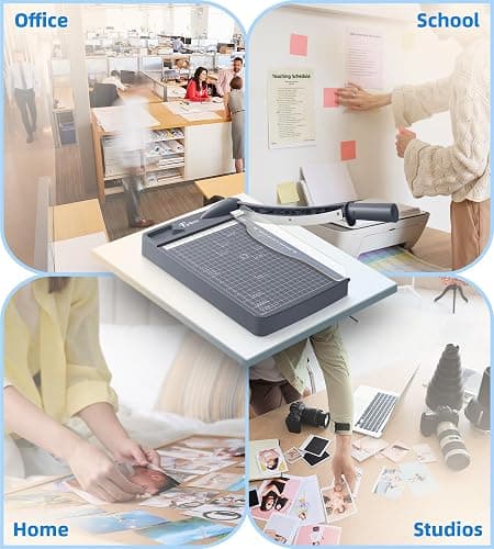 Firbon 12" Guillotine Paper Cutter, Heavy Duty 12-Sheet Capacity Trimmer for Cardstock, Photos, Scrapbooking, Office, Classroom, Studio (Gray) thumbnail 7
