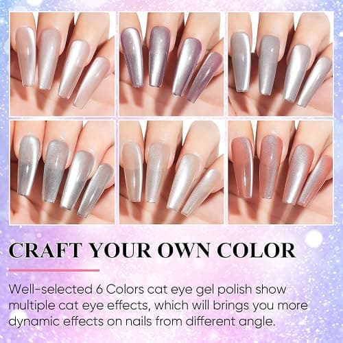 AIMEILI Cat Eye UV Gel Set - 6 Farben Nagellack Mit Magnet, Soak Off UV Nagellack - 8ml, 6-62 thumbnail 4