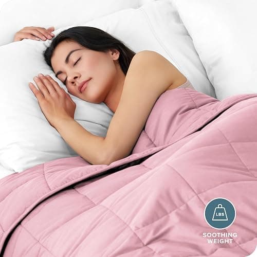 Bare Home Weighted Blanket Queen Size 17lbs (60" x 80") for Adults - All-Natural 100% Cotton - Premium Heavy Blanket Nontoxic Glass Beads (Cotton Light Pink, 60"x80") thumbnail 3