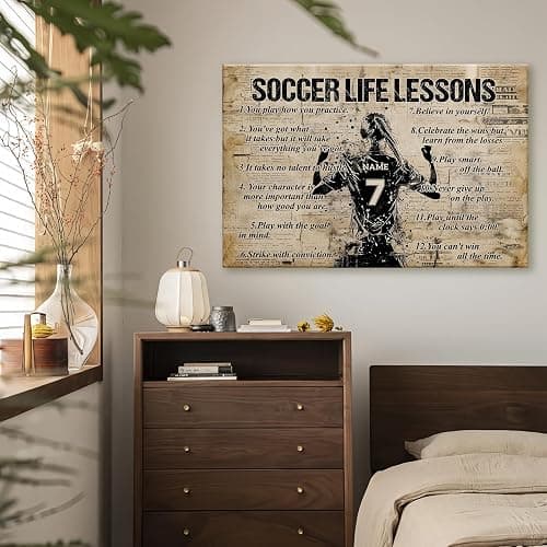 HYESANGNY Personalized Soccer Life Lessons Canvas Wall Art, Custom Motivational Canvas Prints with Your Name & Numbers, Inspirational Sports Gifts for Football Lovers, Athletes Bedroom Decor, 12 X 8 thumbnail 6