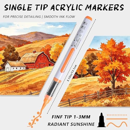 LEXICHA 120 Vivid Colors Acrylic Paint Markers with Portable Storage Case, Soft Brush Tip Acrylic Markers Set, Paint Markers for Canvas, Wood, Rocks, Fabric, Glass, DIY Crafts Art Supplies for Kids thumbnail 3